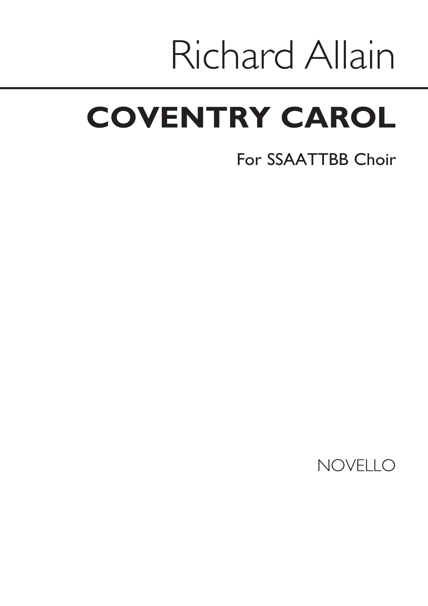 Allain Coventry Carol SSAATTBB NOV