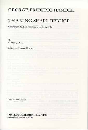 Handel The King Shall Rejoice Cranmer N
