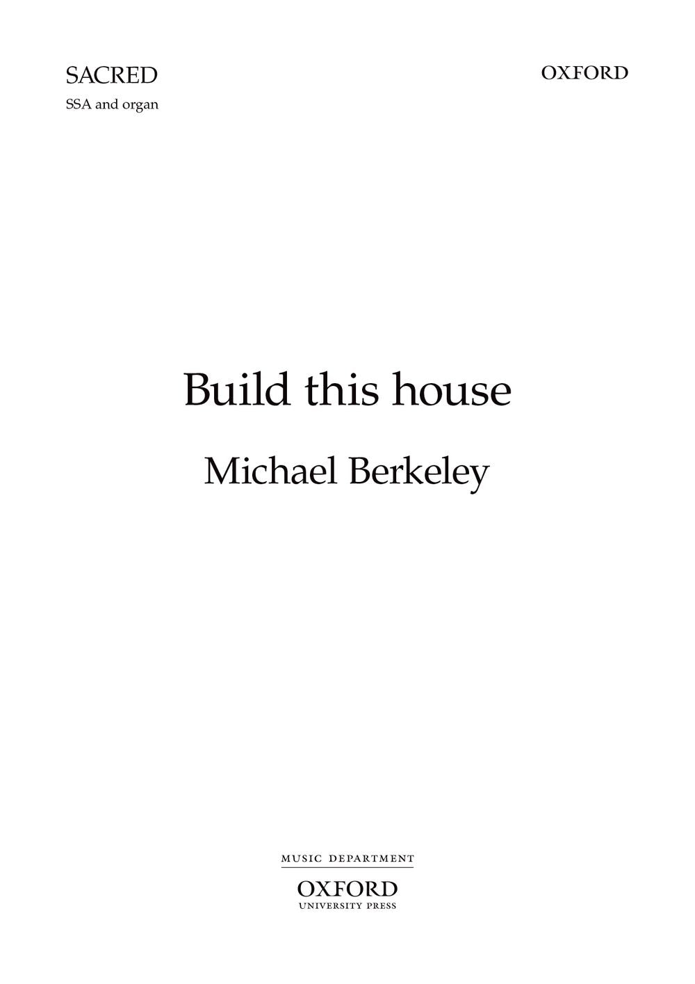 Berkeley Build This House SSA&Org OUP