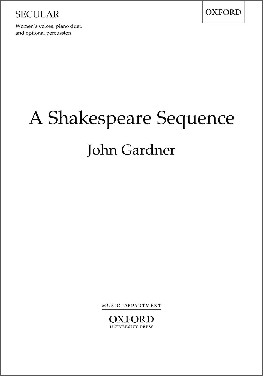 Gardner A Shakespeare Sequence SSAA OUP