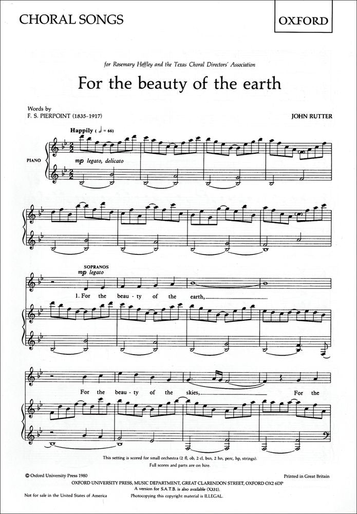 Rutter For The Beauty of the Earth SA O