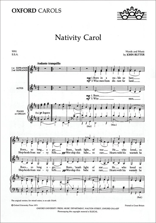 Rutter Nativity Carol SSA&Pno/Org OUP