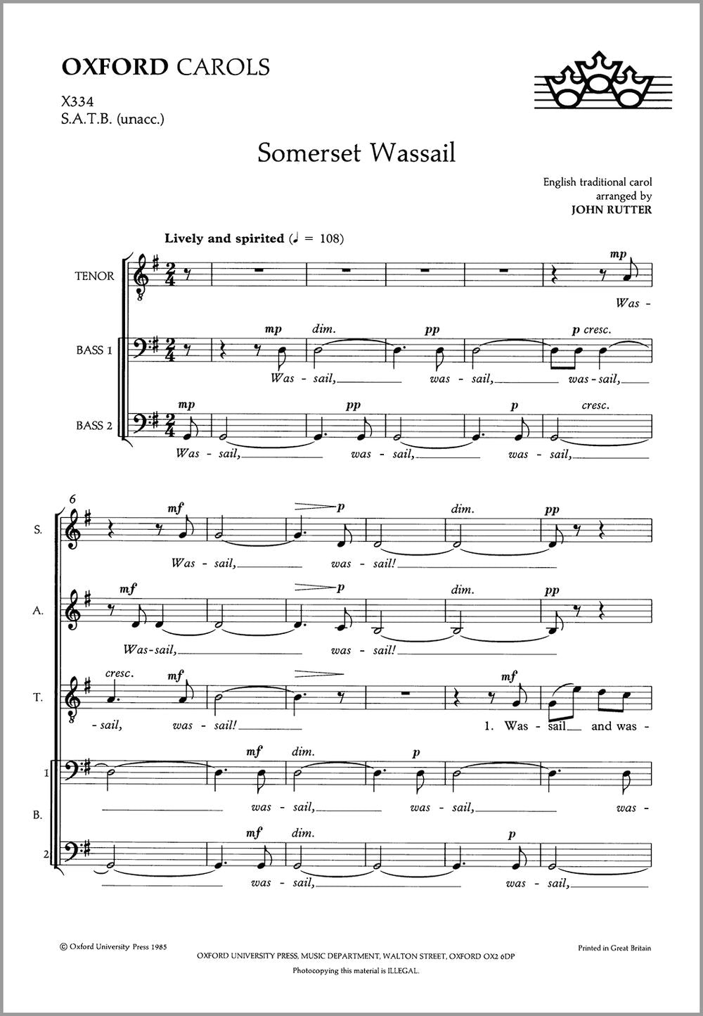 Rutter Somerset Wassail