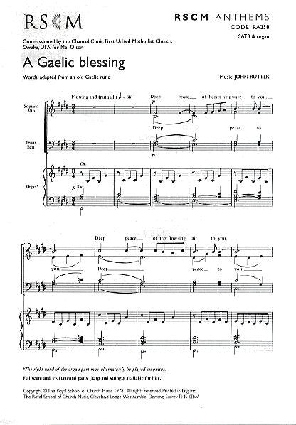 Rutter Gaelic Blessing SATB+Org RSCM