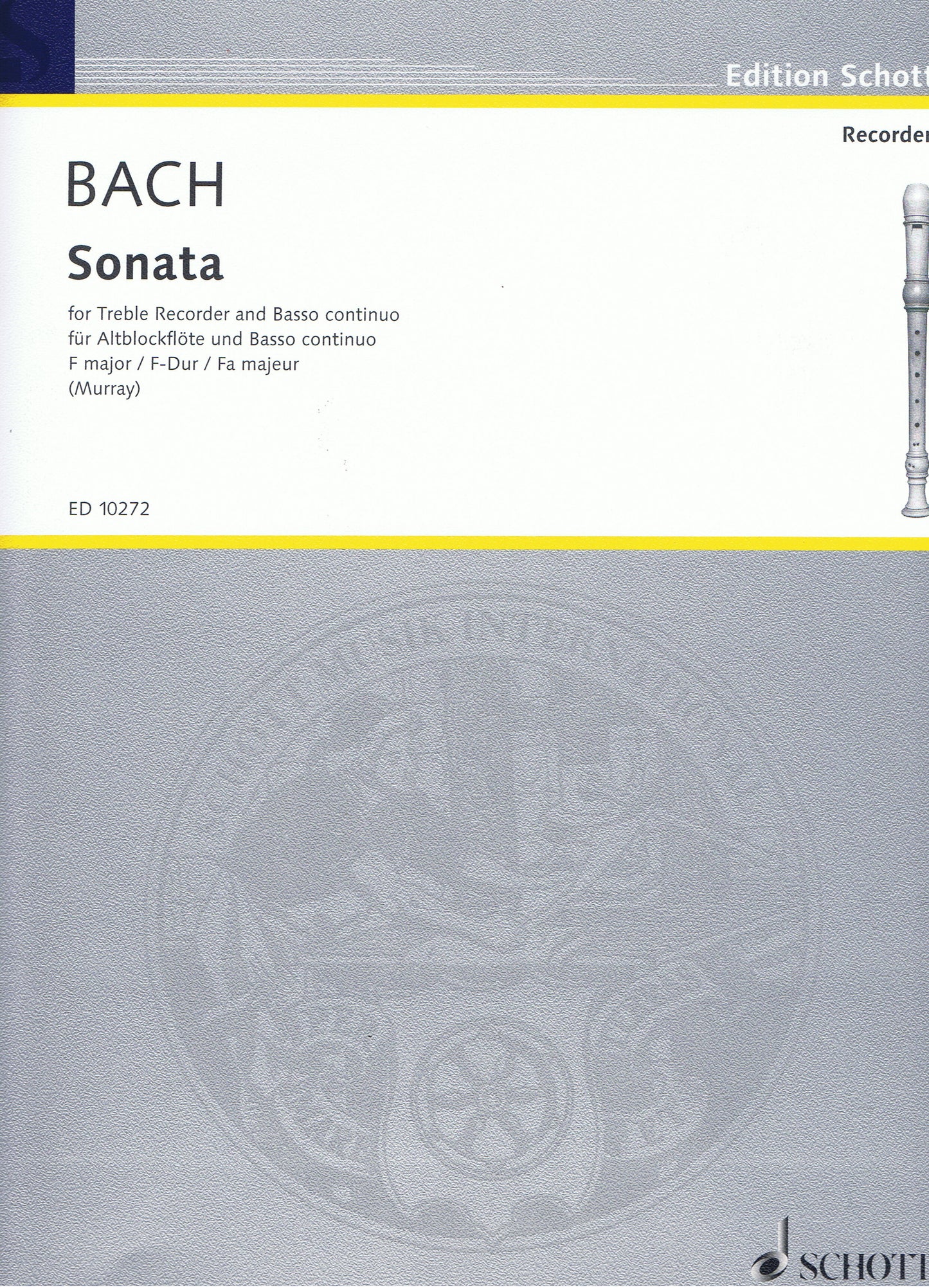 Bach Sonata F Treb Rec ED Murray