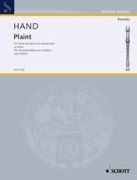 Hand Plaint Tenor Rec/Pno/Hpschd ED