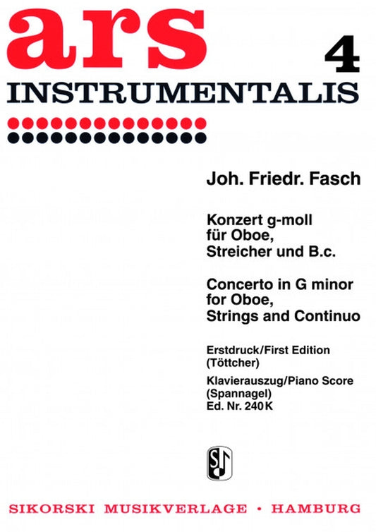 Fasch Oboe Concerto Gmin Ob/Pno SIK