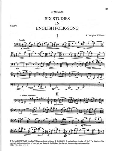 V-W 6 Studies English Folk Song Cello