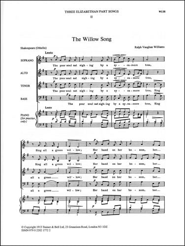 V-W The Willow Song SATB S&B