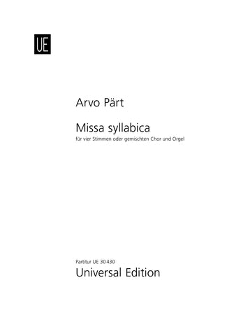 Part Missa Syllabica SATB & Organ Chora