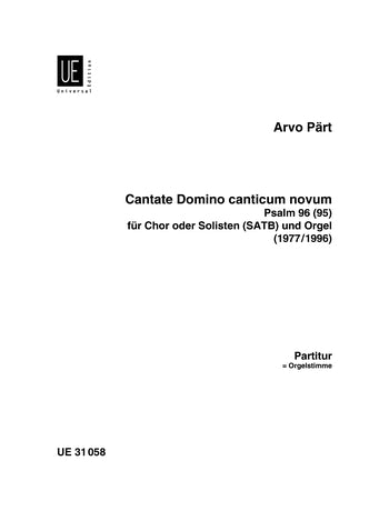 Part Cantate Domino Canticum SATB & Org