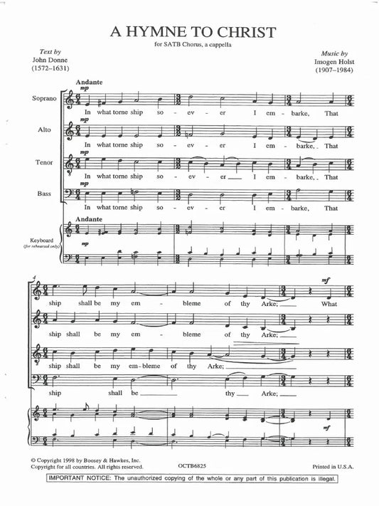 Holst Imogen A Hymne to Christ SATB BH