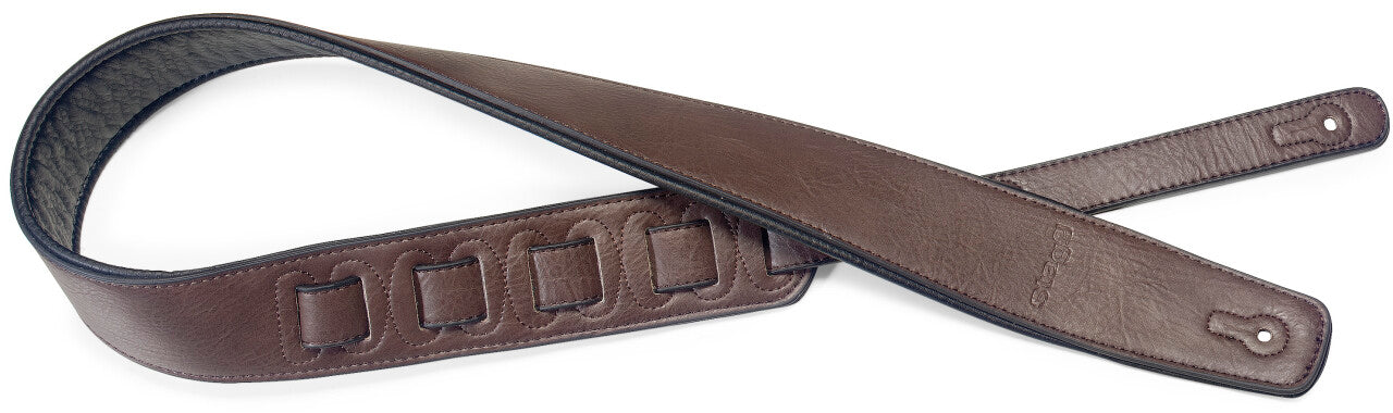 Stagg Guitar Strap Padded Leather Style Dark Brown