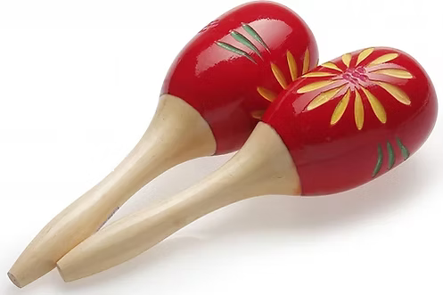 Maracas Wood Oval 16cm RED STAGG