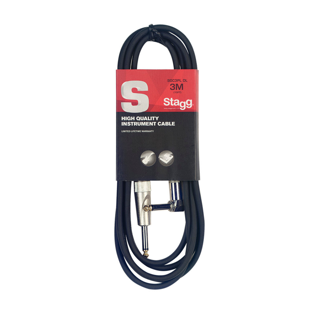 Stagg Instrument Cable 3m Jack/Jack Angle SGC3PL DL
