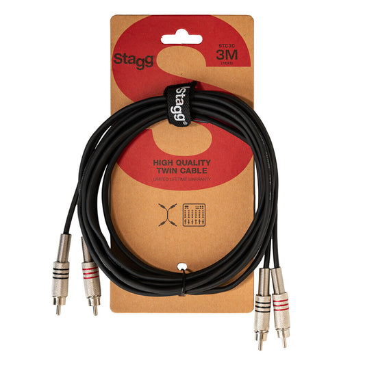 Stagg 3m Twin Cable RCA/RCA