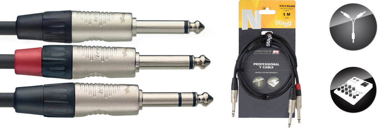 Stagg Y Cable Stereo-Mono 10ft NYC1PS2PR