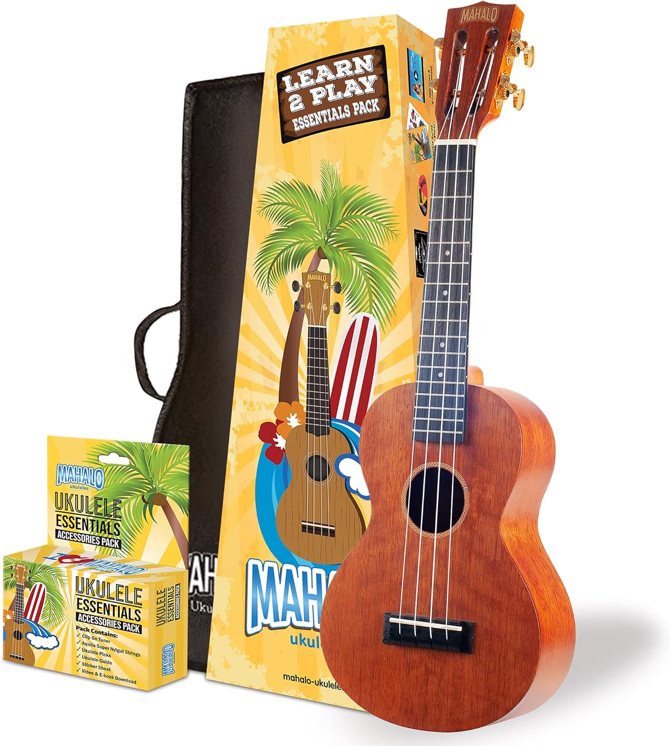 Mahalo Ukulele Java Concert MJ2 Transparent Brown/Essential Pack