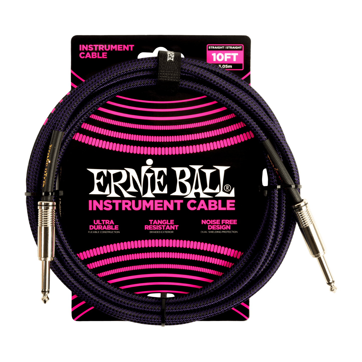 EB 10ft Braided Purple/Black Instrument Cable
