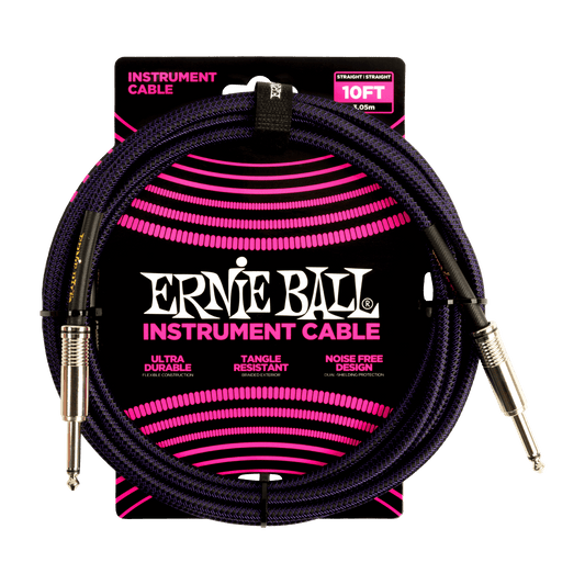 EB 10ft Braided Purple/Black Instrument Cable