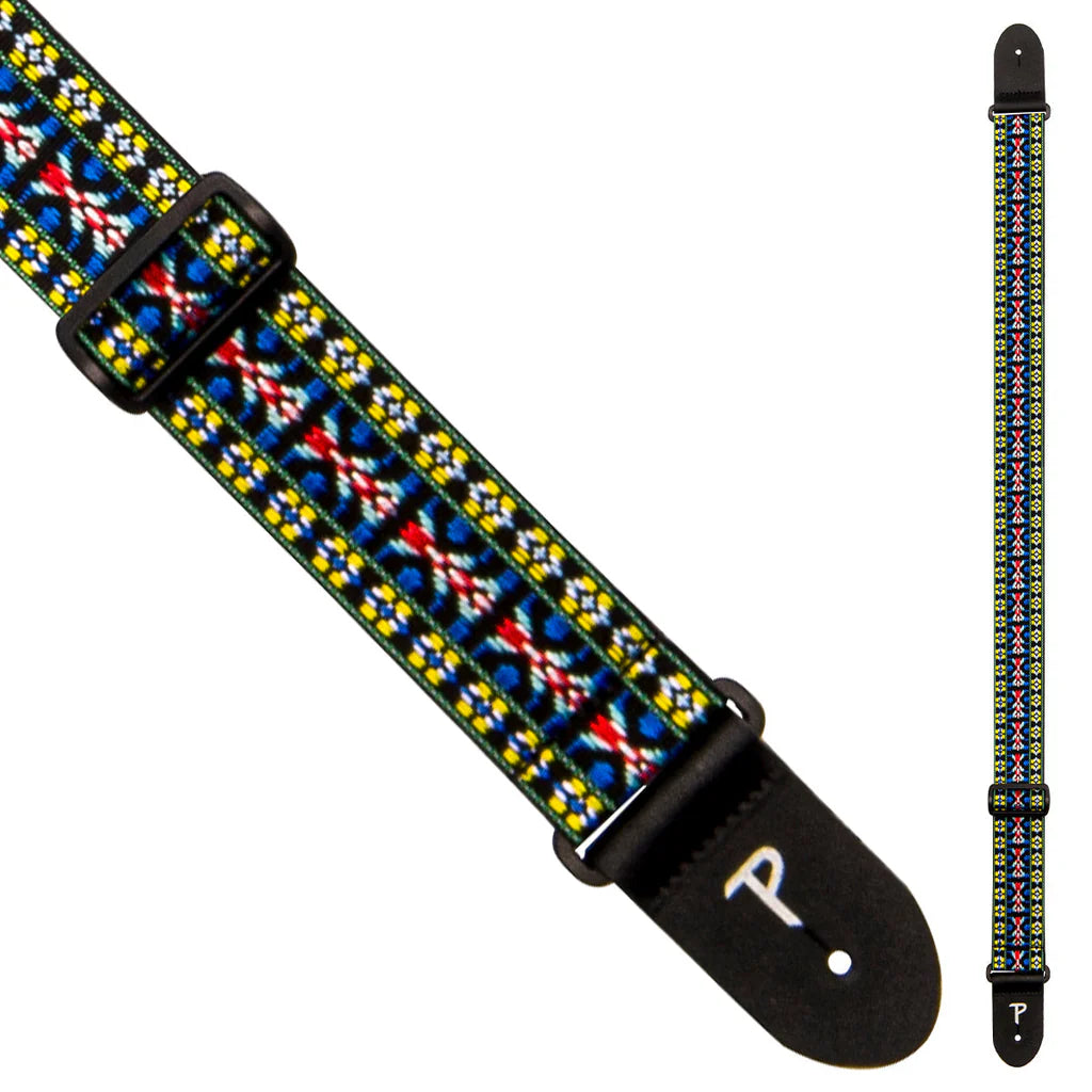 Perris Guitar Strap: Retro Hootenanny - Blue/Yellow/Red