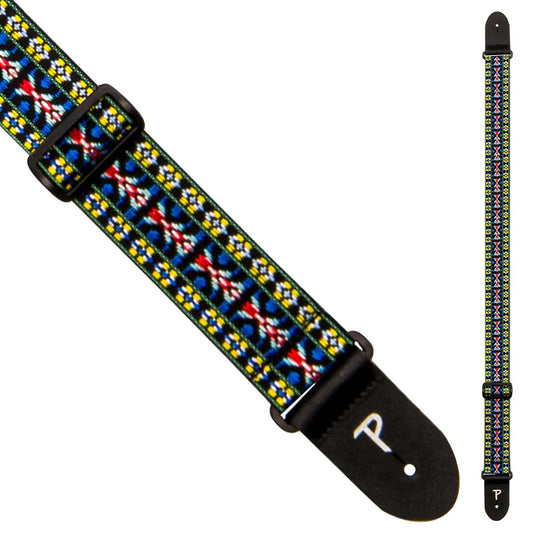 Perris Guitar Strap: Retro Hootenanny - Blue/Yellow/Red
