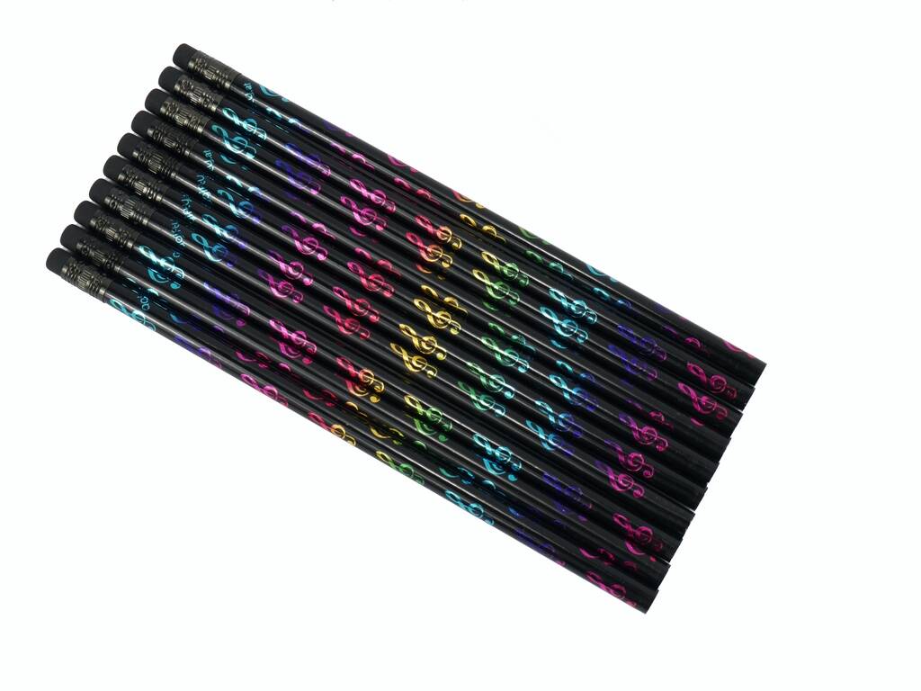 Pencil Treble Clef Black/Colourful 10-Pack