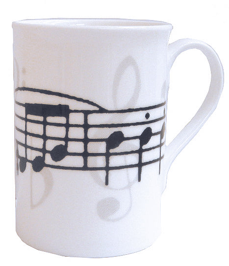 Mug Bone China Music Notes White/Grey M