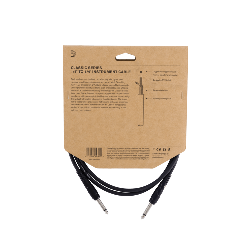 DAddario 1/4" Instrument Cable Straight to Straight 10ft