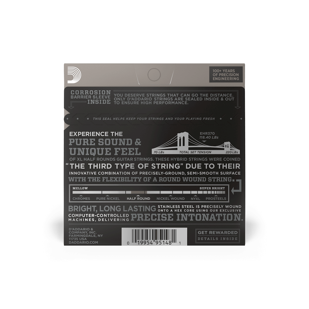 D'Addario Electric Guitar Strings Set Half Rounds 11-49 EHR370