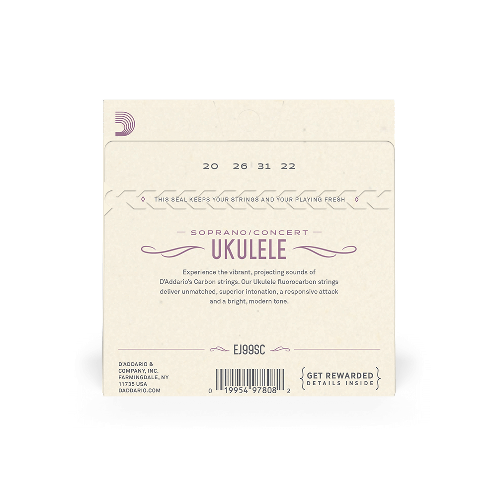 D'Addario Ukulele Flurocarbon Soprano/Concert EJ99SC