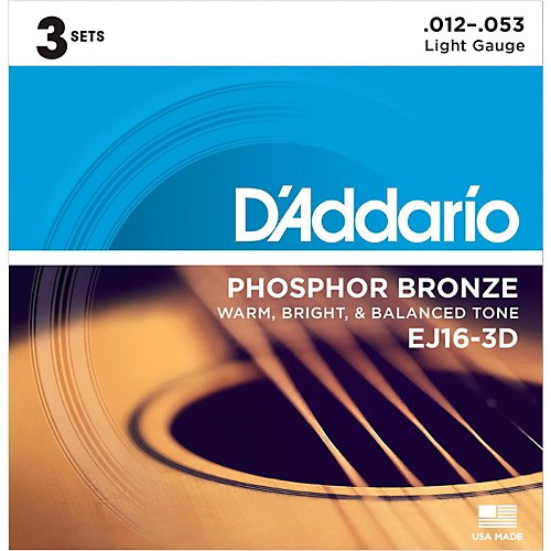 D'Addario EJ16-3D 3 Pack Acoustic Guitar Light 12 Phosphor Bronze