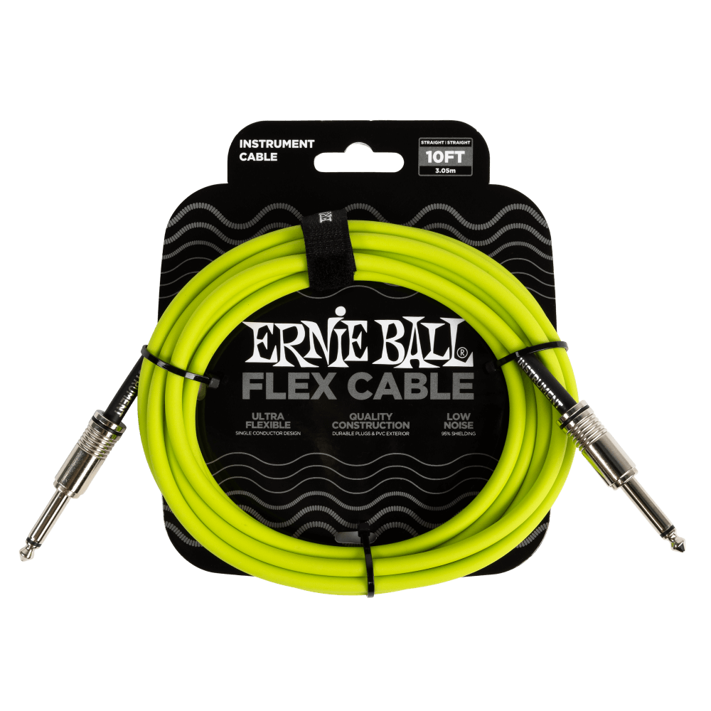 Ernie Ball 10ft Flex Instrument Cable Green