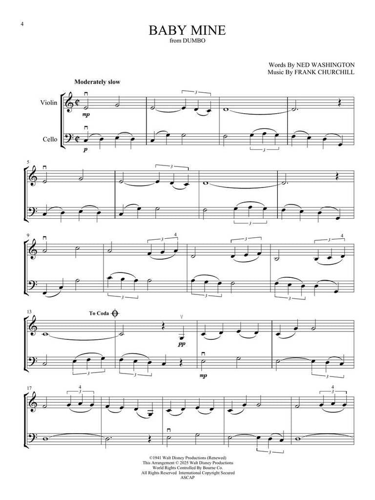 Disney Songs for Violin and Cello Duet