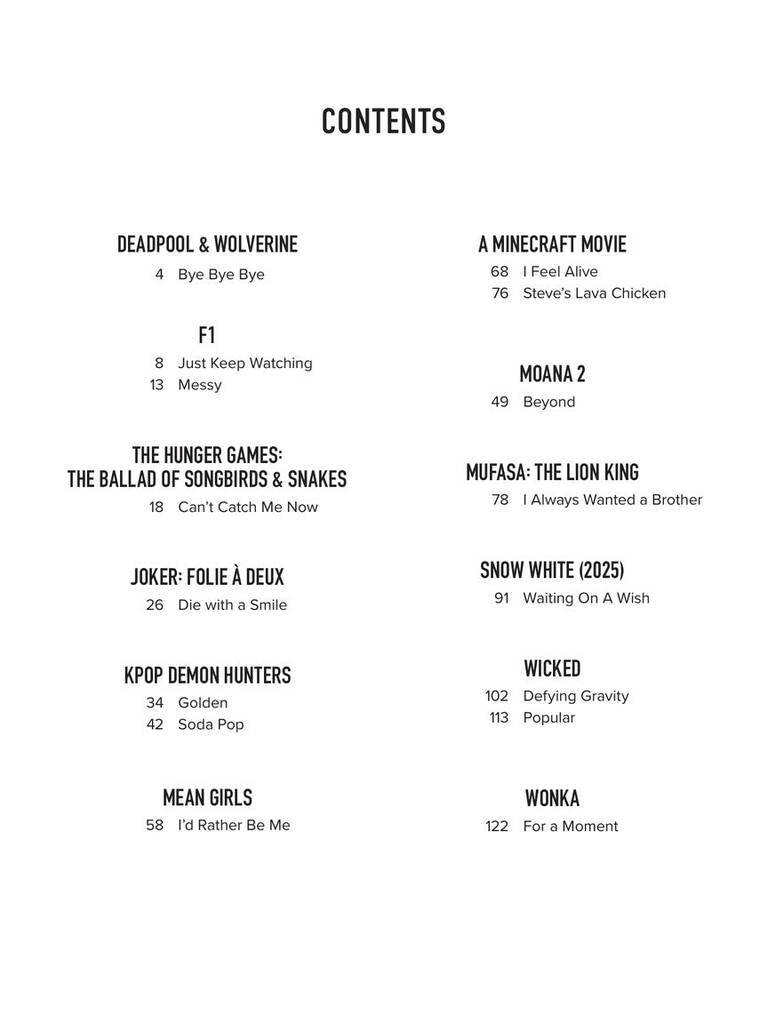 Songs from K-Pop Demon Hunters, Minecraft, Wicked and More Top Movies for Piano-Vocal-Guitar