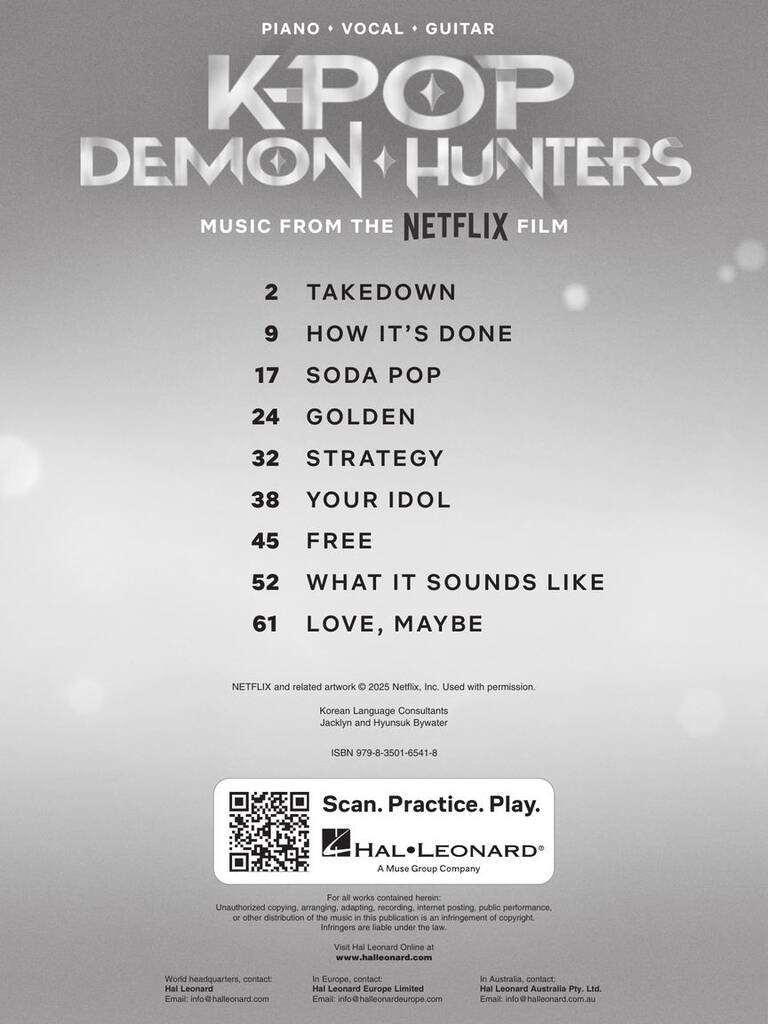 K-Pop Demon Hunters ~ Piano-Vocal-Guitar