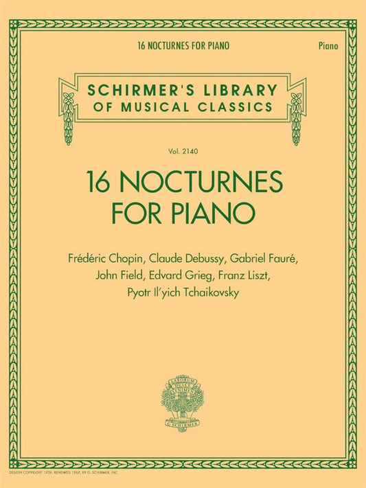 16 Nocturnes For Piano schirmers librar