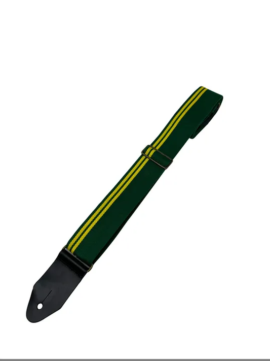Leathergraft Guitar Strap Racing Stripe Green and Yellow