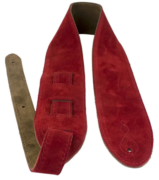 Guitar Strap Leathergraft Suede Bootlace Comfy Red