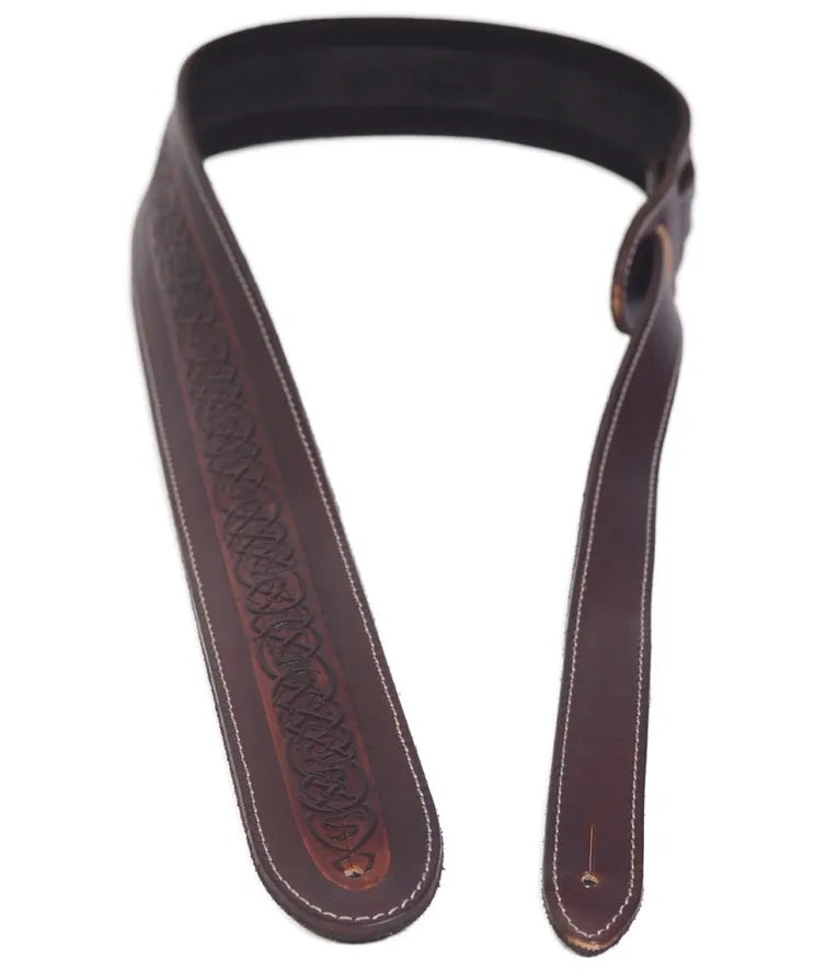 Guitar Strap - Leathergraft - Celtic Embossed - Brown