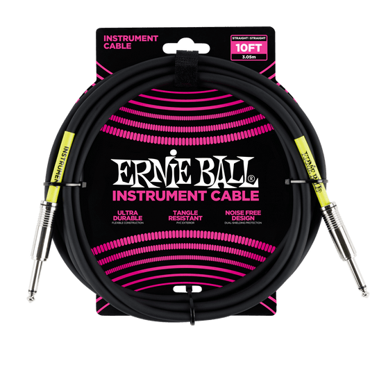 Ernie Ball 10ft Instrument Cable Straight Black