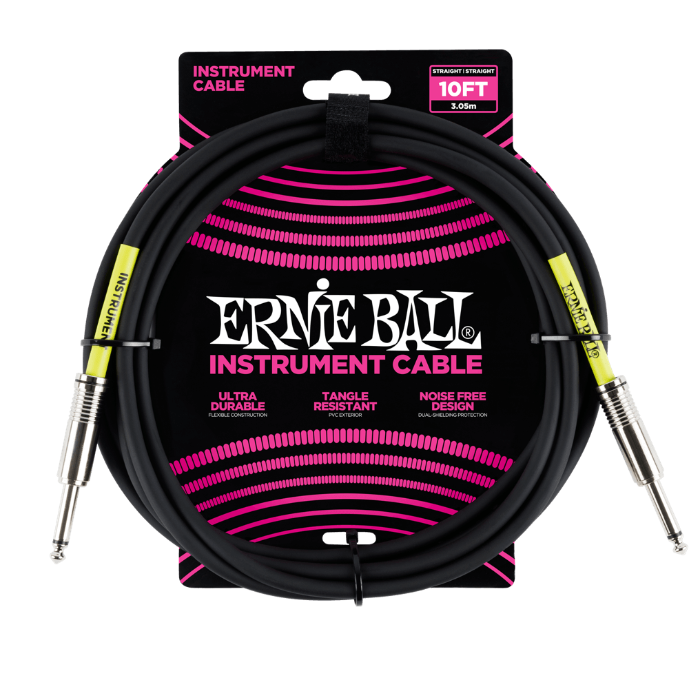 Ernie Ball 10ft Instrument Cable Straight Black