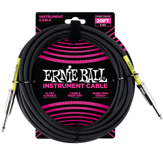 Ernie Ball 20ft Instrument Cable Black