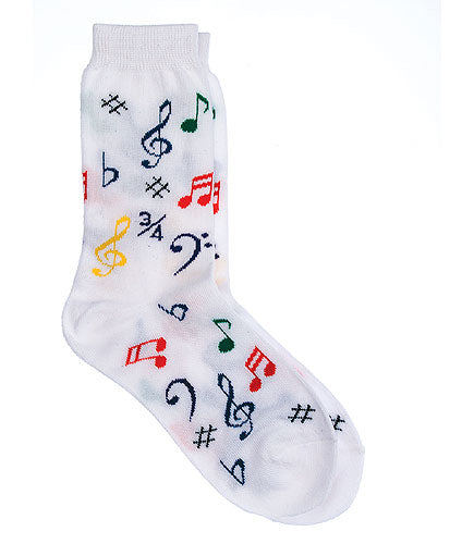 Socks Multi Notes Kids 7.5-9 White AIM