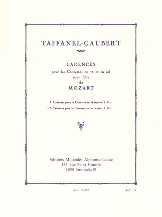 Mozart Flt Conc G K313 Cadenzas 3 Taff
