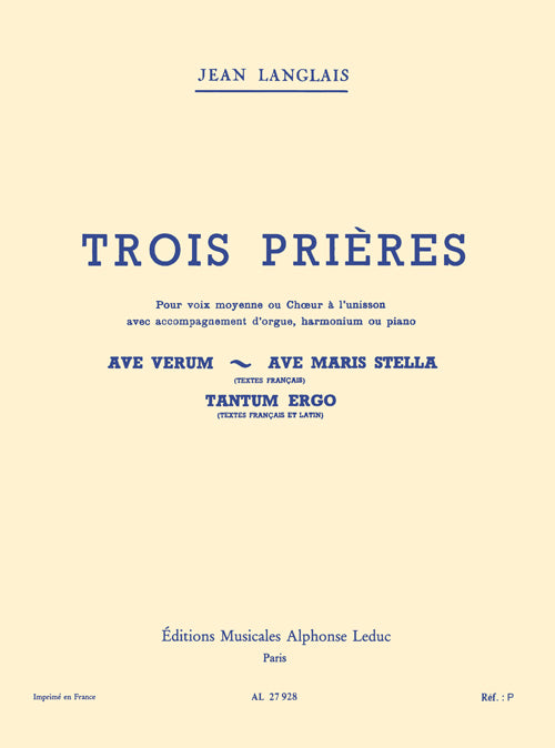Langlais Trois Prieres Voc&Org