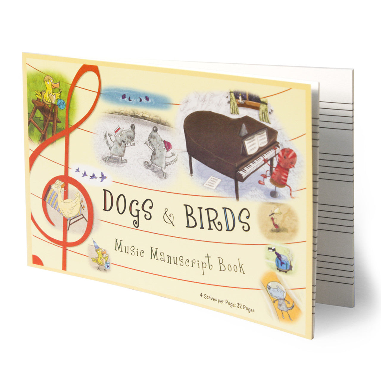 Dogs & Birds 4-staves/page manuscript