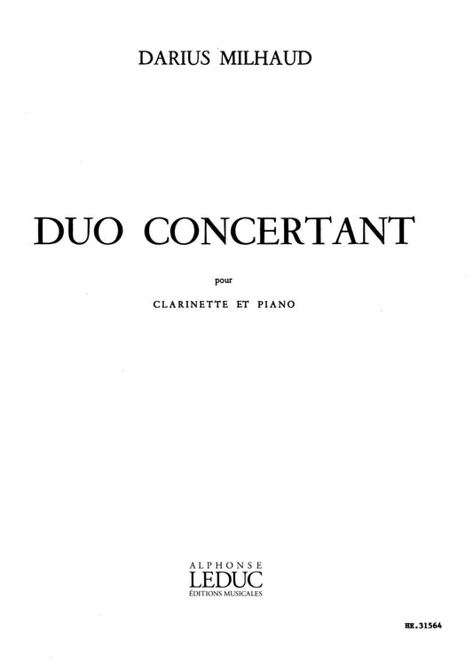 Milhaud Duo Concertant Clt Heugel/Leduc