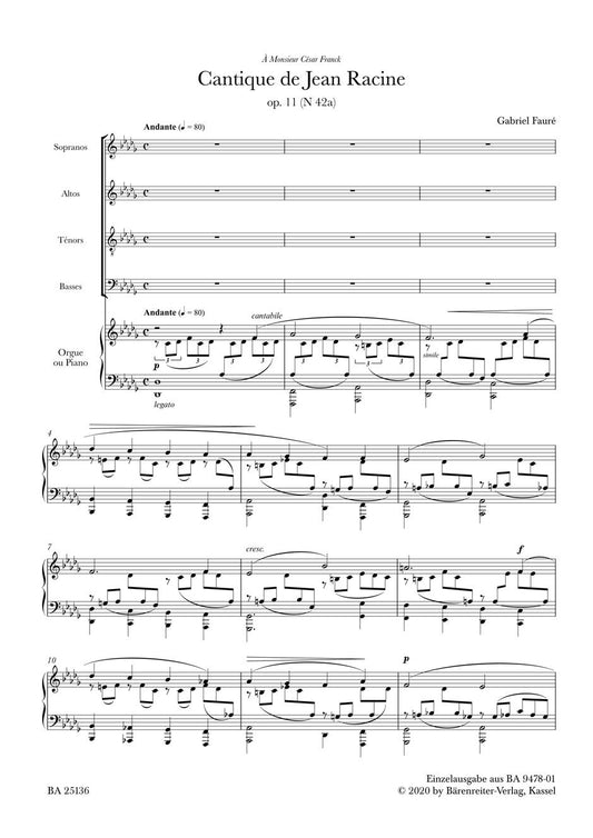 Faure Cantique de Jean Racine SATB BA