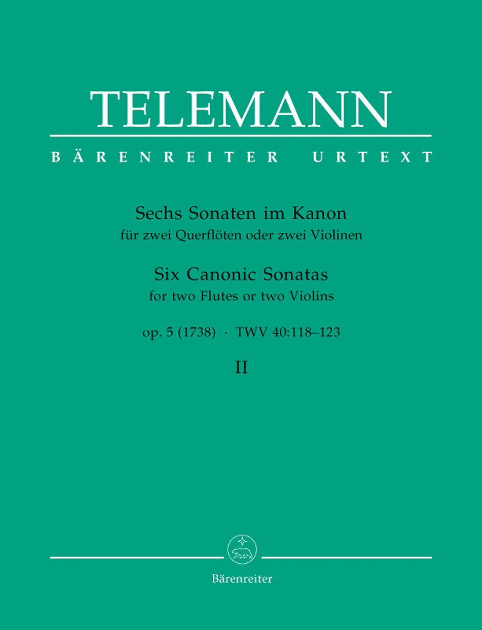 Telemann Six Canonic Sonatas 2Flt/2Vln